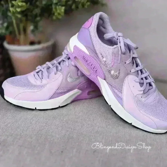 Nike Air Max Excee Womens Purple Sneakers Shoes Made with Swarovski Crystals - Picture 9 of 11